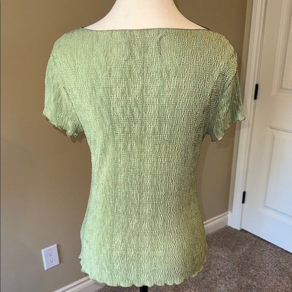 Connected Apparel Blouse Green Ribbed Fitted Women's Size S - Picture 3 of 8